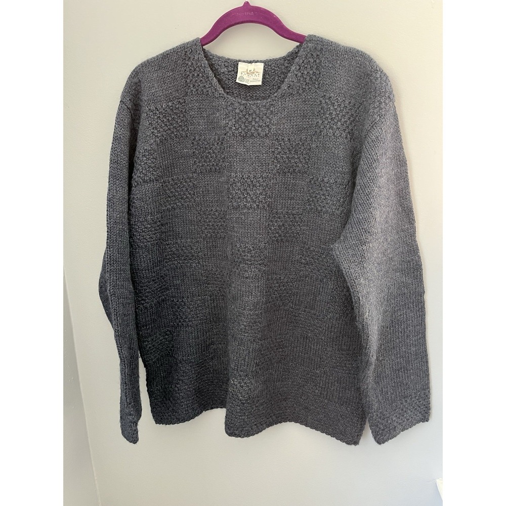 Bonner of Ireland Women's Vintage Size M 100% Wool Cable Knit‎ Sweater Blue